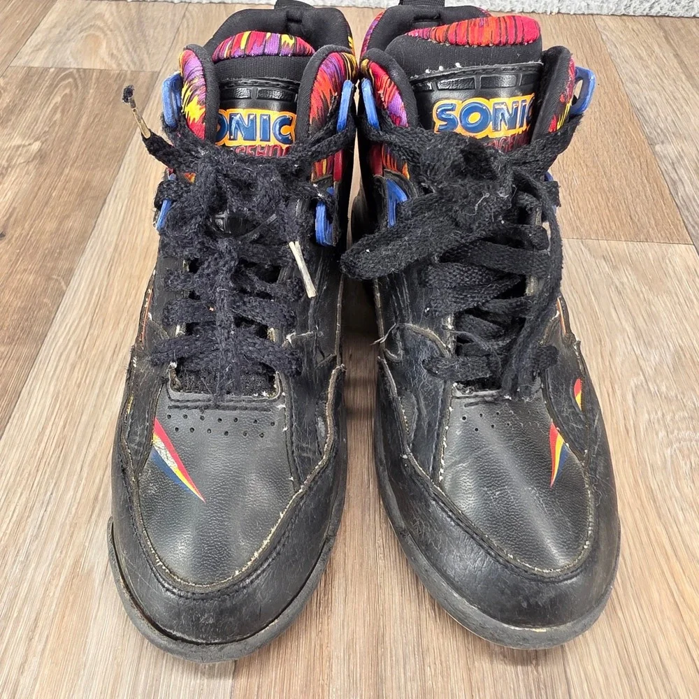 Vintage Sonic The Hedgehog Sega Kids Mid Top Sneakers Shoes 90s Black‎ Retro